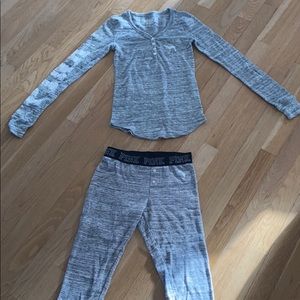 XS Grey PINK winter pajama set